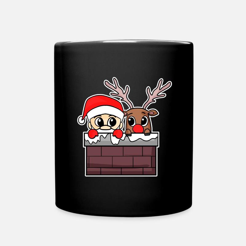 Weihnachtsmann Reh - Tasse einfarbig - Schwarz