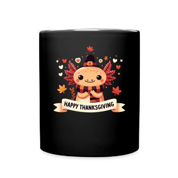 Happy Thanksgiving Axolotl - Full Colour Mug - black - Front