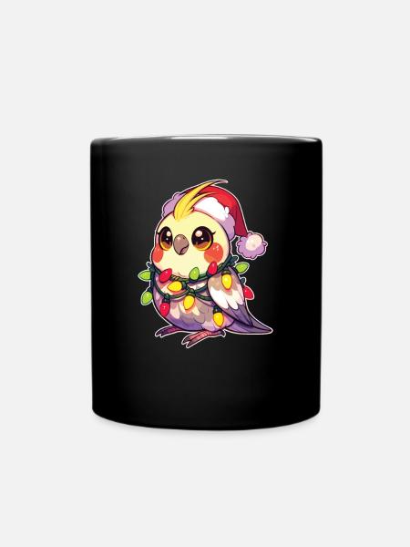 Weihnachten Lichterkette Nymphensittich - Tasse einfarbig - Schwarz