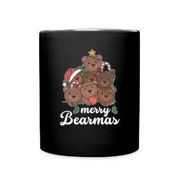 Merry Bearmas Pun Bear Christmas - Full Colour Mug - black - Front