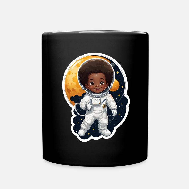 Kinder astronaut mit Mondhintergrund - Tasse einfarbig - Schwarz