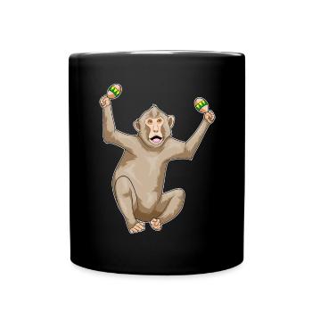 Singe musicien hochet musique - Mug uni - noir - Devant