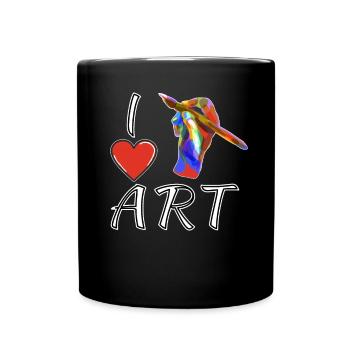 I LOVE ART BRUSH HAND - Full Colour Mug - black - Front