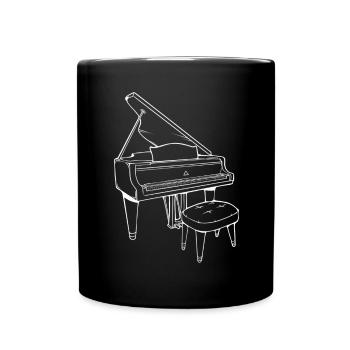 Un piano avec la chaise Piano Instrument de musique - Mug uni - noir - Devant