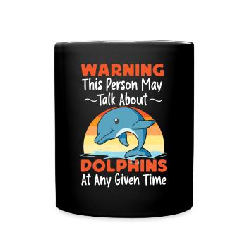 Dolphin Retro Warning This Person - Full Colour Mug - black - Front
