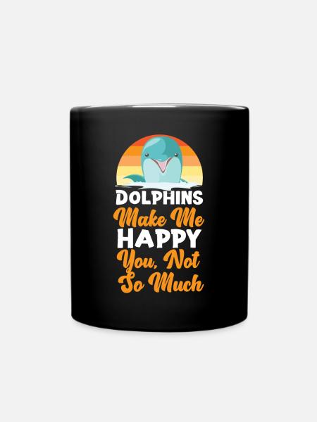 Dolphin Retro Dolphins Make Me - Tasse einfarbig - Schwarz