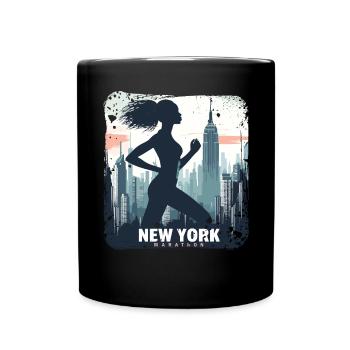 Läuferin Skyline NYC - Tasse einfarbig - Schwarz - Vorne