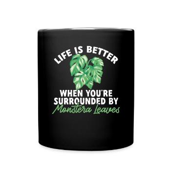 Monstera Deliciosa Albo Plante d’intérieur botanique - Mug uni - noir - Devant