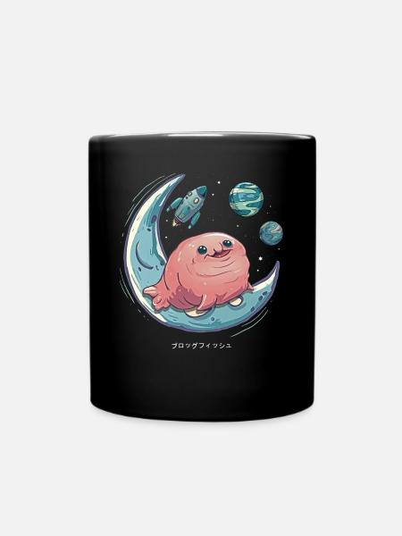 Kawaii Blobfish Weltraumplaneten - Tasse einfarbig - Schwarz