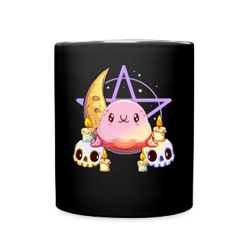 Kawaii Pastell Goth Blobfish Halbmond Schädel - Tasse einfarbig - Schwarz - Vorne