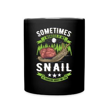 Schnecke Geschenk Weinbergschnecke - Tasse einfarbig - Schwarz - Vorne