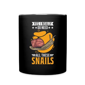 Schnecke Geschenk Weinbergschnecke - Tasse einfarbig - Schwarz - Vorne
