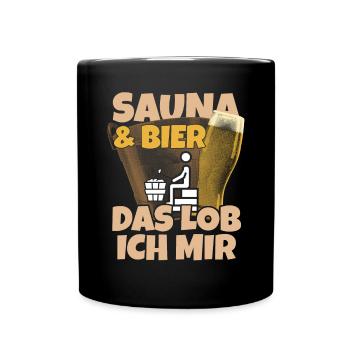 Bier Wellness Saunagänger Saunieren Saunierer Saun - Tasse einfarbig - Schwarz - Vorne
