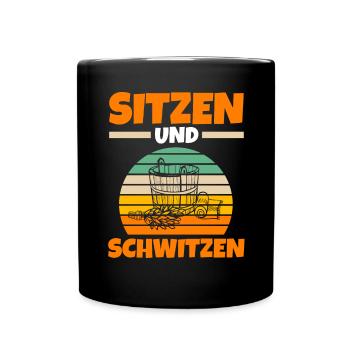 Wellness Saunagänger Saunieren Saunierer Sauna - Tasse einfarbig - Schwarz - Vorne