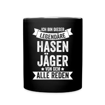 Hasenjäger Hasenjagd Kaninchenjagd Jäger - Tasse einfarbig - Schwarz - Vorne
