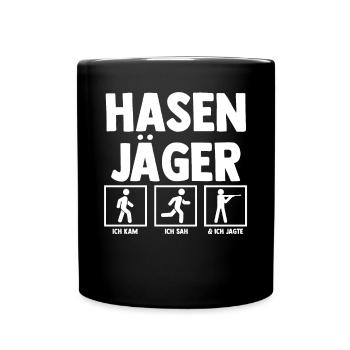 Hasenjäger Hasenjagd Kaninchenjagd Jäger - Tasse einfarbig - Schwarz - Vorne