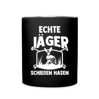 Hasenjäger Hasenjagd Kaninchenjagd Jäger - Tasse einfarbig - Schwarz - Vorne