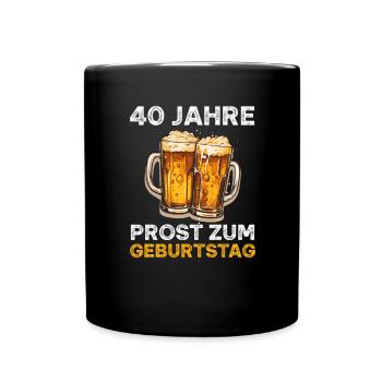 40 Geburtstag Bierliebhaber Bier Spruch - Tasse einfarbig - Schwarz - Vorne