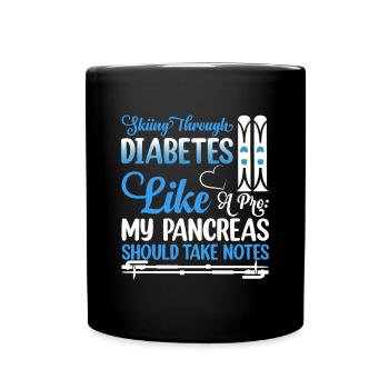 Skiing Through Diabetes Like A Pro My Pancreas - Full Colour Mug - black - Front