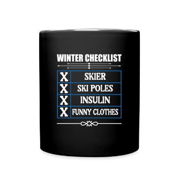 Winter Insulin Checklist for Diabetics - Full Colour Mug - black - Front