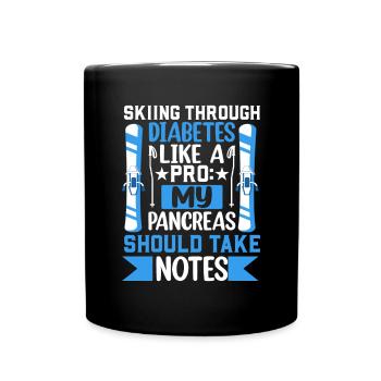 Skiing Through Diabetes Like A Pro My Pancreas - Full Colour Mug - black - Front