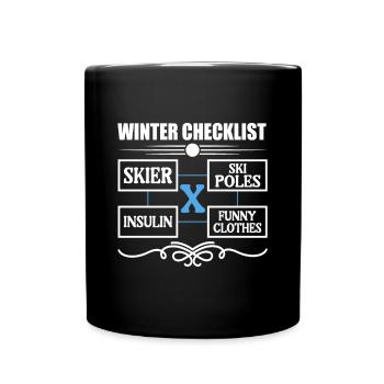Winter Insulin Checklist for Diabetics - Full Colour Mug - black - Front