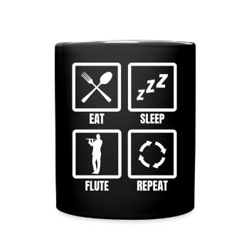 Eat Sleep Flute Repeat - Full Colour Mug - black - Front