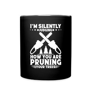 Équipement de bûcheron Arboriste Coupe de bois copeaux de bois - Mug uni - noir - Devant