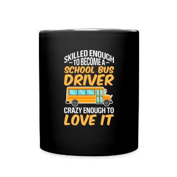 Busfahrer Busfahrerin Bus Schuhlbus Geschenk - Tasse einfarbig - Schwarz - Vorne