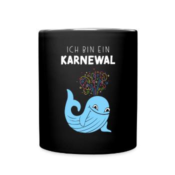 Ich bin ein Karnewal Karneval Konfetti Karnevalfan - Tasse einfarbig - Schwarz - Vorne