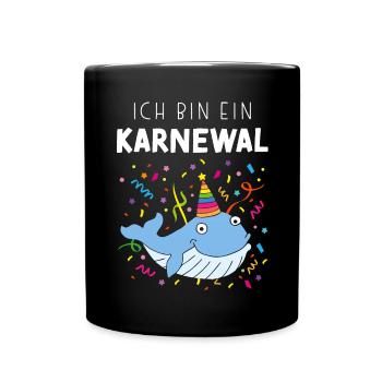 Ich bin ein Karnewal Kölner Karneval Konfetti - Tasse einfarbig - Schwarz - Vorne