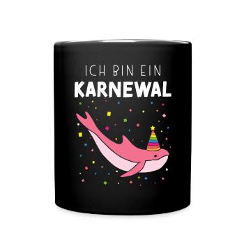 Ich bin ein Karnewal Kölner Karneval Konfetti Wal - Tasse einfarbig - Schwarz - Vorne