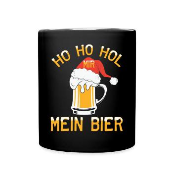 Ho Ho Hol mir ein Bier lustige Weihnachten Sprüche - Tasse einfarbig - Schwarz - Vorne