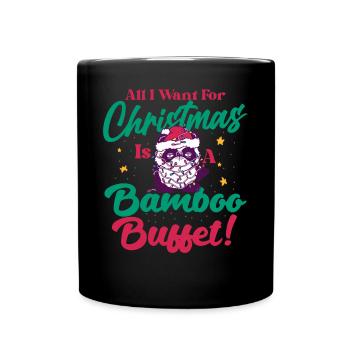 lustiger Panda Christmas Morning Vibes - Tasse einfarbig - Schwarz - Vorne