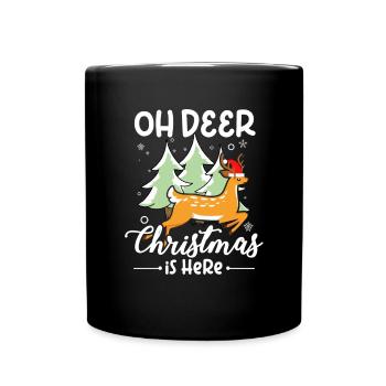 Weihnachtsmann Lebkuchen Rentier Winter - Tasse einfarbig - Schwarz - Vorne