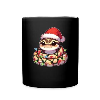Père Noël chapeau Noël guirlandes lumineuses Python - Mug uni - noir - Devant