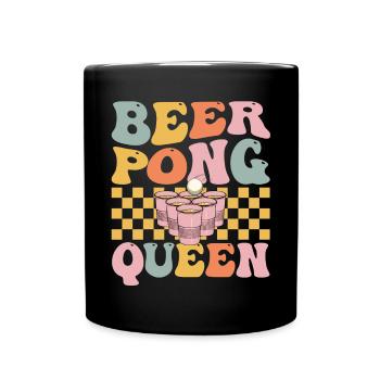 Groovy Beer Pong Girl Player Trinkspiel - Tasse einfarbig - Schwarz - Vorne