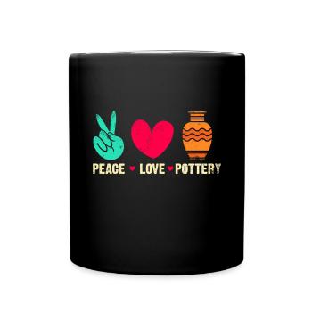 Ceramic Pottery Sculpture - Full Colour Mug - black - Front