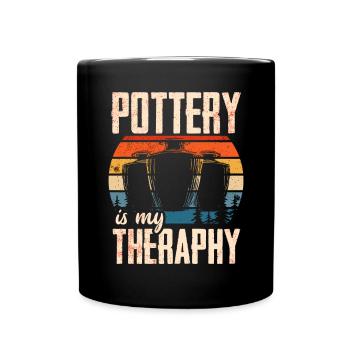 Ceramic Pottery Sculpture - Full Colour Mug - black - Front