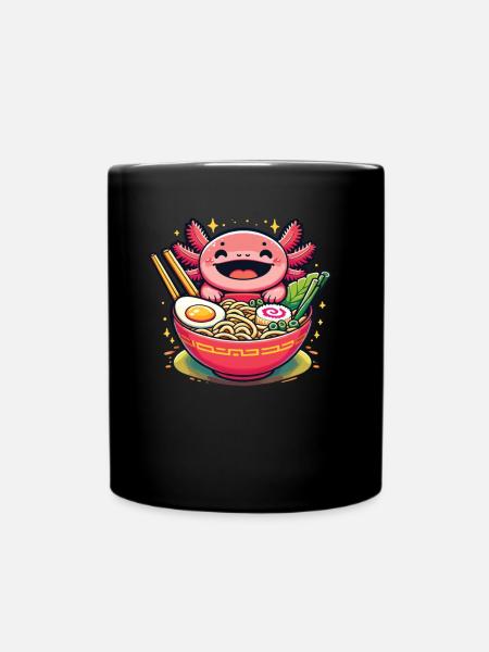 But first Ramen süße Axolotl isst Ramen - Ensfarvet krus - sort