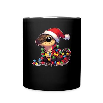 Weihnachten Lichterkette Komodowaran - Tasse einfarbig - Schwarz - Vorne