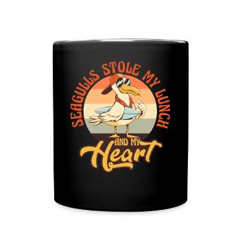 Drôles de mouettes ont volé mon déjeuner marin pêcheurs - Mug uni - noir - Devant