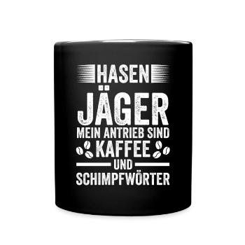 Kaffee Hasenjäger Hasenjagd Kaninchenjagd Jäger - Tasse einfarbig - Schwarz - Vorne