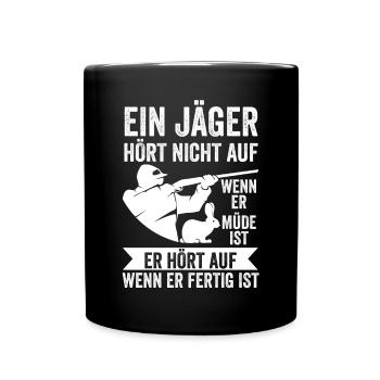 Hasenjäger Hasenjagd Kaninchenjagd Jäger - Tasse einfarbig - Schwarz - Vorne