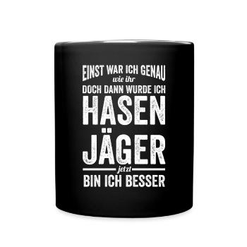 Hasenjäger Hasenjagd Kaninchenjagd Jäger - Tasse einfarbig - Schwarz - Vorne