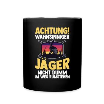 Hasenjäger Hasenjagd Kaninchenjagd Jäger - Tasse einfarbig - Schwarz - Vorne