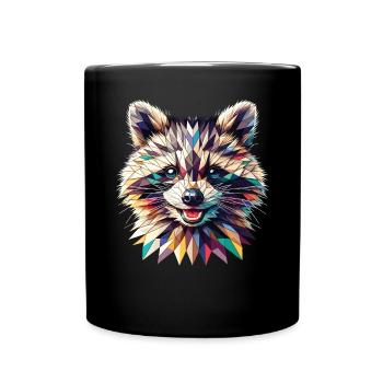 Polygon Waschbär Kunstwerk - Tasse einfarbig - Schwarz - Vorne