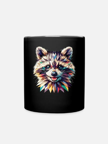 Polygon Waschbär Kunstwerk - Tasse einfarbig - Schwarz