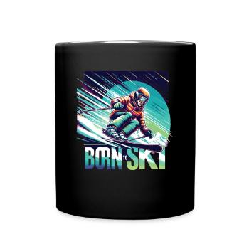 Born To Ski Ski Fahren Ski Sprüche Apres Ski - Tasse einfarbig - Schwarz - Vorne