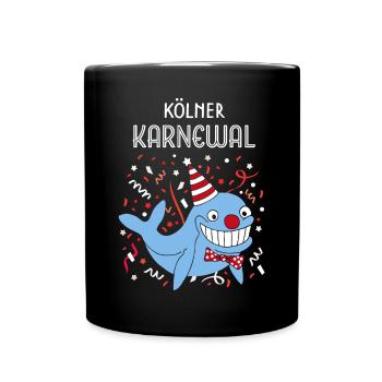 Kölner Karneval Fasching Konfetti Clown Närrin - Tasse einfarbig - Schwarz - Vorne